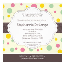 5x5 Girl Pink Polkadot Poke Birthday Invitation