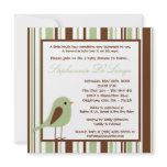 5x5 Green Boy Woodland Bird Baby Shower Invitation