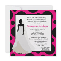 5x5 Hot Pink Pok-a-Dot Bridal Shower Invitation