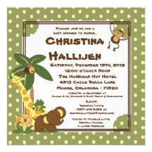 5x5 Jungle Babies Baby Shower Invitation