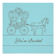 5x5 Light Blue Carriage Wedding Invitation