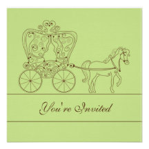 5x5 Light Green Carriage Wedding Invitation