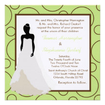 5x5 Light Green Pok-a-Dot Wedding Invitation