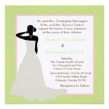 5x5 Light Green Pok-a-Dot Wedding Invitation