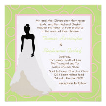 5x5 Light Green Pok-a-Dot Wedding Invitation