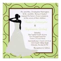 5x5 Light Green Pok-a-Dot Wedding Invitation
