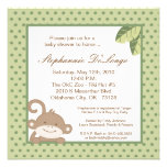 5x5 Neutral Green Monkey Baby Shower Invitation