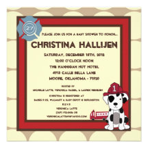 5x5 Nojo Fire Engine Baby Shower Invitation