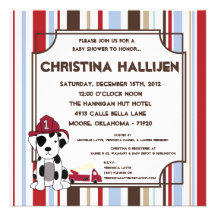 5x5 Nojo Fire Engine Baby Shower Invitation