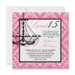 5x5 Pink Chandelier Quinceanera Invitation