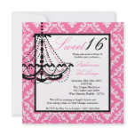 5x5 Pink Chandelier Sweet 16 Birthday Invitation