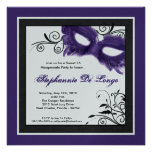 5x5 Purple Masquerade Mask 16 Birthday Invitation