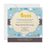5x5 TRIPLET Boy Rubber Duck Baby Shower Invitation