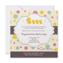 5x5 TRIPLET Gir Rubber Duck Baby Shower Invitation