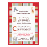 5x7 ABC Alphabet Soup Striped Baby Shower Personalized Announcements