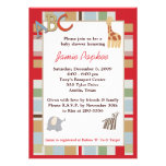 5x7 ABC Alphabet Soup Striped Baby Shower Personalized Announcement
