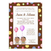 5x7 African American TWIN Birthday Part Invitation