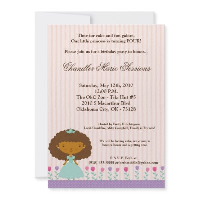 5x7 African Princess Gir Birthday Party Invitation by thepapergenius