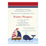 5x7 Ahoy Nautical Whale Boat Birthday Invitation