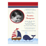 5x7 Ahoy Nautical Whale Boat Birthday Invitation