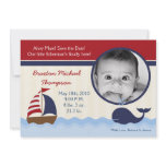 5x7 Ahoy Nautical Whale Photo Birth Announcement