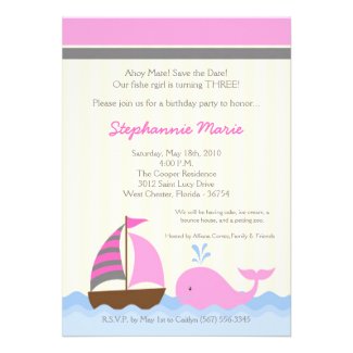 5x7 AhoyNautical Whale Boat Birthday Invitation