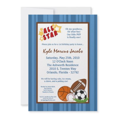 5x7 AllStar MVP SportBall Birthday Part Invitation by AnnLeeDesigns