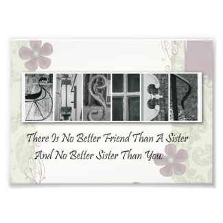 5x7 Alphabet Letter Photography Sister (Flower) photoenlargement