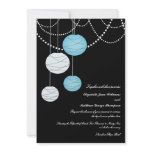 5x7 Aqua Blue Paper Lanterns Wedding Invite