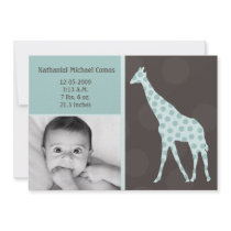 5x7 Baby Boy BlueGiraffe Photo Birth Announcement