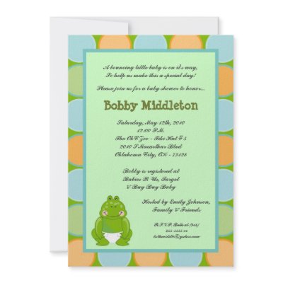 5x7 Baby Green Zoo Frog  Baby Shower Invitation by thepapergenius