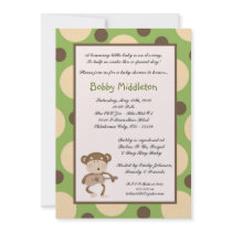 5x7 Baby Monkey Zoo Animal  Baby Shower Invitation