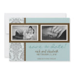 5X7 Baroque Aqua/Brown Two-Photo Save the Date Invitation