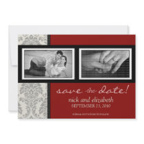 5X7 Baroque Black/Red Two-Photo Save the Date invitations