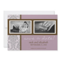 5X7 Baroque Purple/Brown Two-Photo Save the Date invitations by TheWeddingShoppe 5X7 Baroque Purple/Brown Two-Photo Save the Date invitations