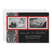 5X7 Baroque Red/Black Two-Photo Save the Date invitations
