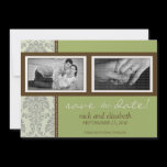 5X7 Baroque Sage/Brown Two-Photo Save the Date