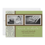 5X7 Baroque Sage/Brown Two-Photo Save the Date Custom Invite