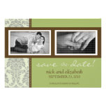 5X7 Baroque Sage/Brown Two-Photo Save the Date Custom Invite