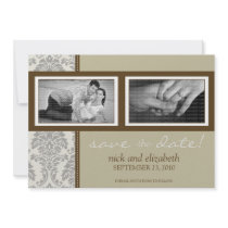 5X7 Baroque Sepia/Brown Two-Photo Save the Date invitations