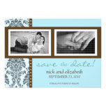 5X7 Baroque Teal Chocolate Two-Photo Save the Date Announcements