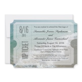 5x7 Beach Destination Wedding Ticket Invitation invitation