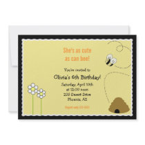 5x7 Bee Happy Birthday Invitation Card
