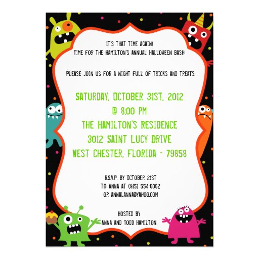5x7 Birthday Bash Halloween Party Invitation (front side)