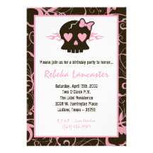 5x7 Birthday Party Invitation - Punk Skull Rock