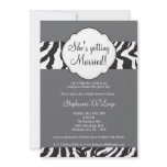 5x7 Blac Gray Zebra Stripe Brida Shower Invitation