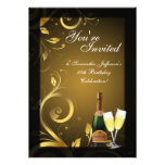 5x7 Black and Gold Swirl, Custom Birthday Party invitations