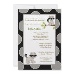 5x7 Black Gray Racoon  Baby Shower Invitation