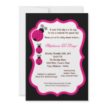5x7 Black Lady Bug Baby Shower Personalized Announcement
