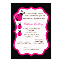 5x7 Black Lady Bug Baby Shower Personalized Announcement